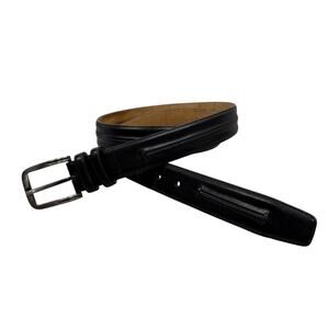 Mezlan Leather Belt Mens Size 40 Black Dress Classic Silver Buckle Spain 1.25In